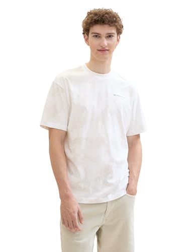 TOM TAILOR Denim Herren Relaxed Fit Batik T-Shirt, 35722 - White Grey Smoky Print, S von TOM TAILOR Denim