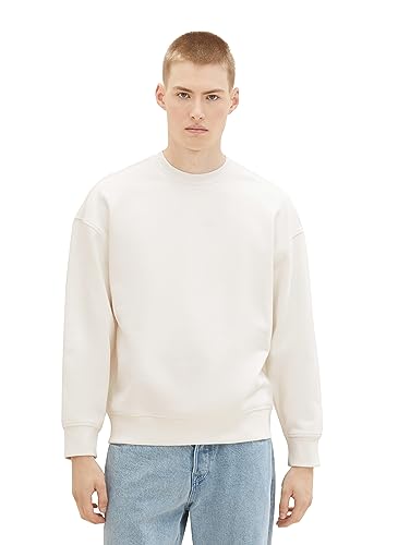 TOM TAILOR Denim Herren Relaxed Fit Crewneck Sweatshirt, Wool White, S von TOM TAILOR Denim