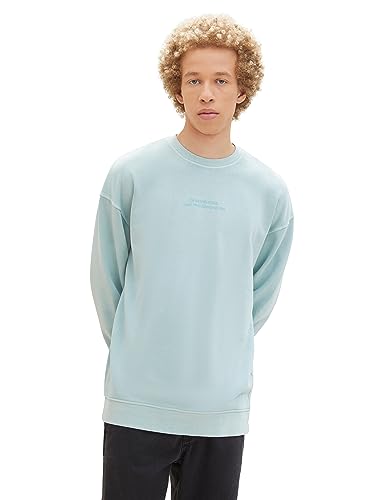 TOM TAILOR Denim Herren Relaxed Fit Crewneck Sweatshirt, dusty mint blue, L von TOM TAILOR Denim