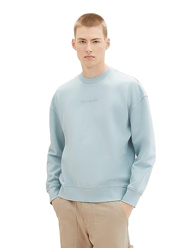 TOM TAILOR Denim Herren Relaxed Fit Crewneck Sweatshirt, dusty mint blue, L von TOM TAILOR Denim