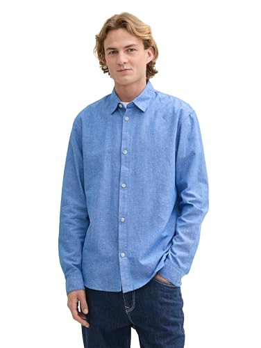 TOM TAILOR Denim Herren Relaxed Fit Hemd aus Baumwolle, 36713 - Azul Blue Chambray, M von TOM TAILOR Denim