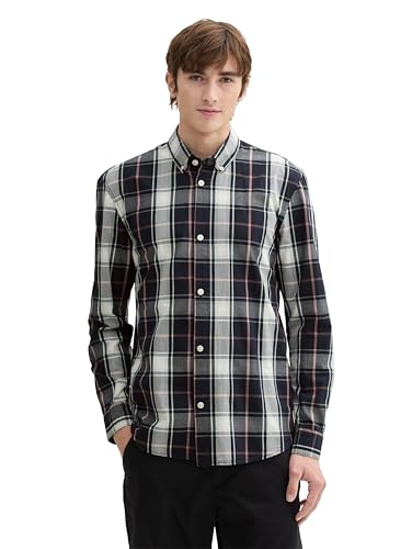 TOM TAILOR Denim Herren Relaxed Fit Hemd mit Karomuster, 36750 - Navy Wool White Check, L TOM TAILOR Denim Herren Relaxed Fit Hemd mit Karomuster, 36750 - Navy Wool White Check, L von TOM TAILOR Denim