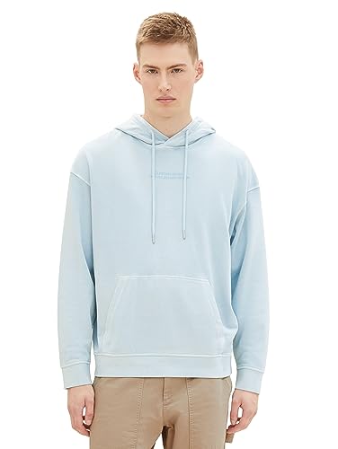 TOM TAILOR Denim Herren Relaxed Fit Hoodie Sweatshirt, dusty mint blue, XL von TOM TAILOR Denim