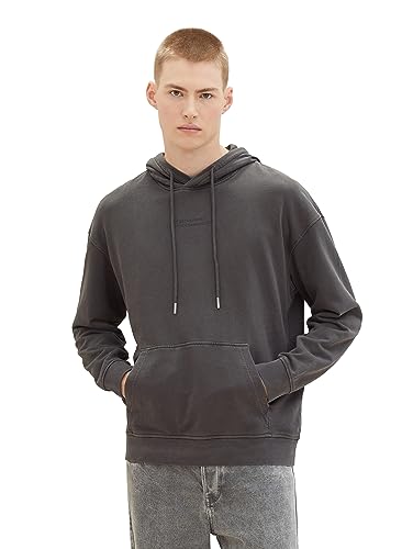 TOM TAILOR Denim Herren Relaxed Fit Hoodie Sweatshirt, washed black, S von TOM TAILOR Denim