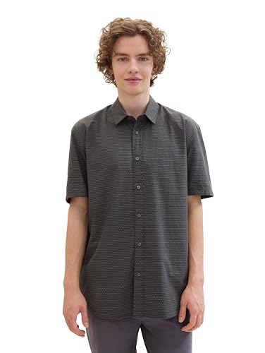 TOM TAILOR Denim Herren Relaxed Fit Kurzarm Hemd, 35701 - Grey Colored dots Structure, M TOM TAILOR Denim Herren Relaxed Fit Kurzarm Hemd, 35701 - Grey Colored dots Structure, M von TOM TAILOR Denim