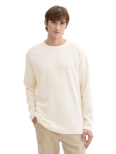 TOM TAILOR Denim Herren Relaxed Fit Longsleeve, 12906 - Wool White, L von TOM TAILOR Denim