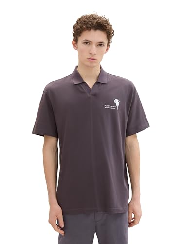 TOM TAILOR Denim Herren Relaxed Fit Poloshirt mit Print, 10899 - Tarmac Grey, XXL von TOM TAILOR Denim
