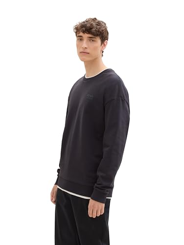TOM TAILOR Denim Herren Relaxed Fit Sweater Pullover mit Rundhalsausschnitt,29476 - Coal Grey, XL von TOM TAILOR Denim