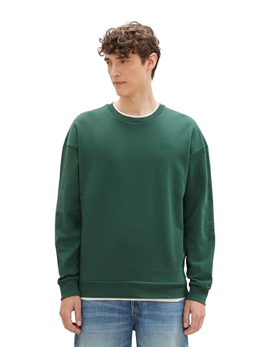 TOM TAILOR Denim Herren Relaxed Fit Sweater Pullover mit Rundhalsausschnitt,30024 - Explorer Green, M von TOM TAILOR Denim