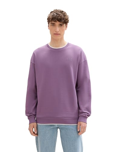 TOM TAILOR Denim Herren Relaxed Fit Sweater Pullover mit Rundhalsausschnitt,32248 - Dusty Grape, S von TOM TAILOR Denim