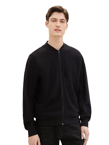 TOM TAILOR Denim Herren Relaxed Fit Sweatshirt Bomberjacke, Black, M von TOM TAILOR Denim