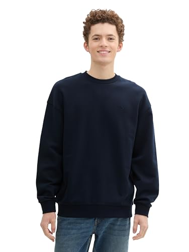 TOM TAILOR Denim Herren Relaxed Fit Sweatshirt Pullover mit Rückenprint,10668 - Sky Captain Blue, M von TOM TAILOR Denim