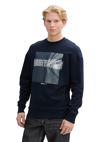 TOM TAILOR Denim Herren Relaxed Fit Sweatshirt mit Fotoprint, 10668 - Sky Captain Blue, XXL von TOM TAILOR Denim