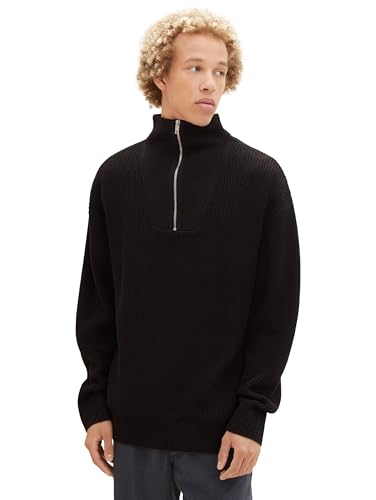 TOM TAILOR Denim Herren Relaxed Fit Troyer Pullover, Black, XXL TOM TAILOR Denim Herren Relaxed Fit Troyer Pullover, Black, XXL von TOM TAILOR Denim