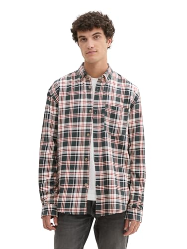 TOM TAILOR Denim Herren Relaxed FitTwill Hemd mit Karo-Muster& Brusttasche,36054 - Dark Green White Check, M TOM TAILOR Denim Herren Relaxed FitTwill Hemd mit Karo-Muster& Brusttasche,36054 - Dark Green White Check, M von TOM TAILOR Denim