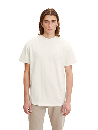 TOM TAILOR Denim Herren Relaxed T-Shirt mit Logo-Print 1033028, 10338 - Soft Light Beige, S von TOM TAILOR Denim