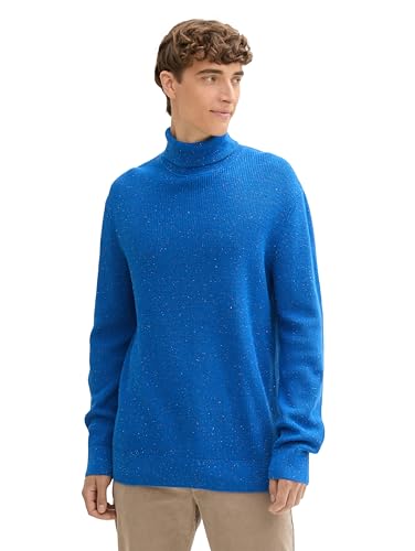 TOM TAILOR Denim Herren Rollkragenpullover aus Baumwolle, 36842 - Azul Blue Multicolor Neps, XL von TOM TAILOR Denim