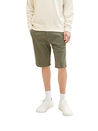 TOM TAILOR Denim Herren Slim Chino Bermuda Shorts 1034976, 10415 - Dusty Olive Green, S von TOM TAILOR Denim