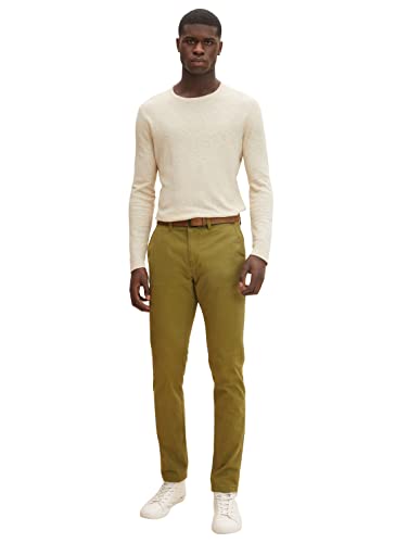 TOM TAILOR Denim Herren Slim Chino Hose mit Gürtel 1027694, 28856 - Light Olive Green, 27W / 32L von TOM TAILOR Denim