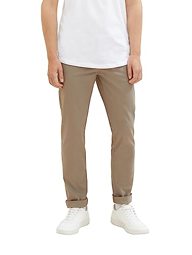 TOM TAILOR Denim Herren 1039802 Slim Fit Chino Hose aus Baumwolle, 10941-Coastal Fog Beige, 30/34 von TOM TAILOR Denim