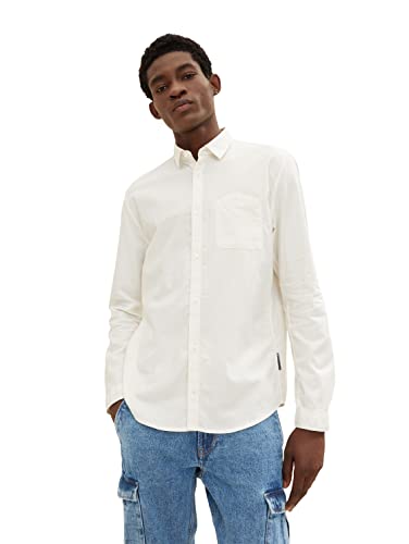 TOM TAILOR Denim Herren Slim Fit Hemd mit Brusttasche 1033741, 10338 - Soft Light Beige, XXL von TOM TAILOR Denim