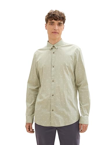 TOM TAILOR Denim Herren Slim Fit Hemd mit Muster, 36196 - Green Mini Geometric Print, XXL von TOM TAILOR Denim