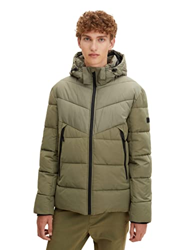TOM TAILOR Denim Herren Steppjacke mit abnehmbarer Kapuze 1012012, 10905 - Tree Moss Green, L von TOM TAILOR Denim