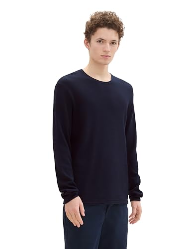 TOM TAILOR Denim Herren Strickpullover aus Baumwolle, 10668 - Sky Captain Blue, S von TOM TAILOR Denim
