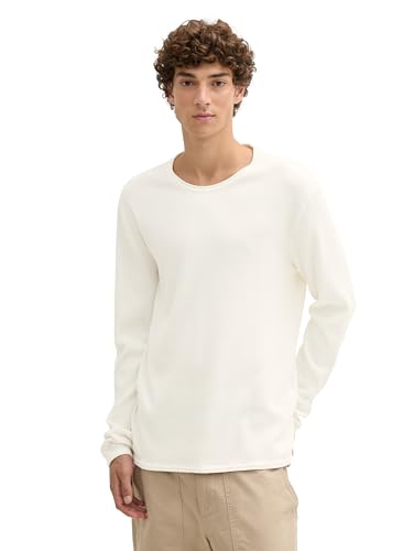 TOM TAILOR Denim Herren Strickpullover aus Baumwolle, 12906 - Wool White, L von TOM TAILOR Denim
