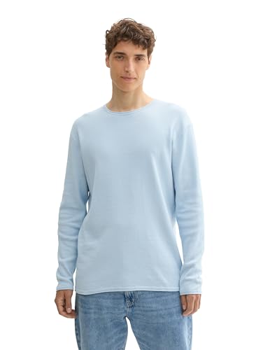 TOM TAILOR Denim Herren Strickpullover aus Baumwolle, 13302 - Light Metal Blue, XL von TOM TAILOR Denim