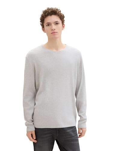 TOM TAILOR Denim Herren Strickpullover aus Baumwolle, 15398 - Light Stone Grey Melange, M von TOM TAILOR Denim