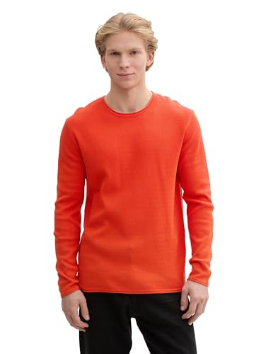 TOM TAILOR Denim Herren Strickpullover aus Baumwolle, 21559 - Deep Fiery Orange, L von TOM TAILOR Denim