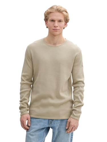 TOM TAILOR Denim Herren Strickpullover aus Baumwolle, 35723 - Beige Abbey Stone, L von TOM TAILOR Denim