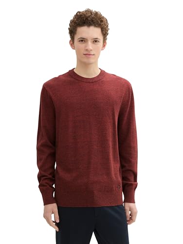TOM TAILOR Denim Herren Strickpullover aus Baumwolle, 36238 - Velvet Red Navy Mouline, XL von TOM TAILOR Denim