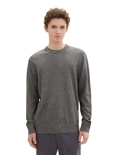 TOM TAILOR Denim Herren Strickpullover aus Baumwolle, 36274 - Grey Tonal Mouline, L von TOM TAILOR Denim
