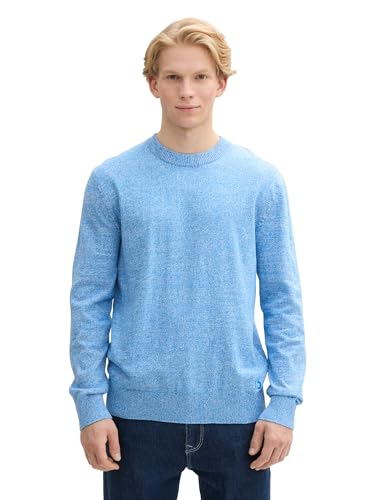 TOM TAILOR Denim Herren Strickpullover aus Baumwolle, 37509 - Bright Blue White Mouline, M von TOM TAILOR Denim