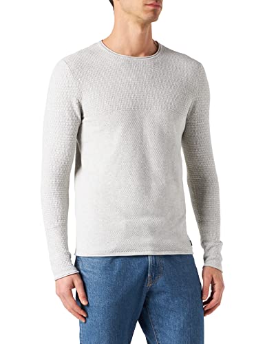 TOM TAILOR Denim Herren Strickpullover in Melange-Optik aus nachhaltiger Baumwolle 1028648, 15398 - Light Stone Grey Melange, L von TOM TAILOR Denim