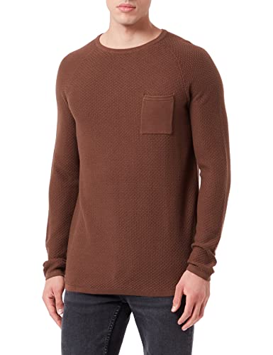 TOM TAILOR Denim Herren Strickpullover mit Brusttasche 1033631, 15037 - Light Wood Brown, L von TOM TAILOR Denim