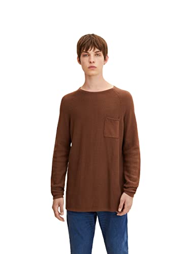 TOM TAILOR Denim Herren Strickpullover mit Brusttasche 1033631, 15037 - Light Wood Brown, M von TOM TAILOR Denim