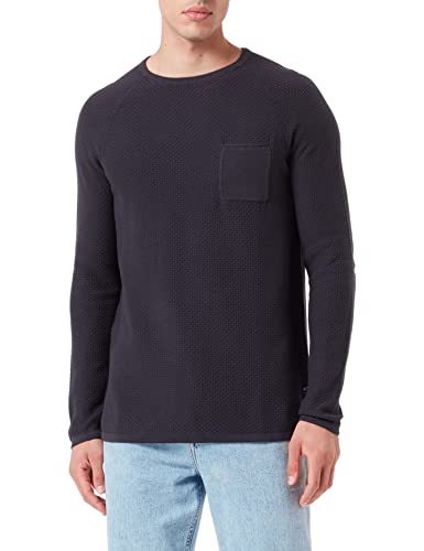 TOM TAILOR Denim Herren Strickpullover mit Brusttasche 1033631, 29476 - Coal Grey, L von TOM TAILOR Denim