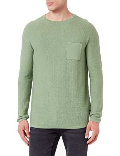 TOM TAILOR Denim Herren Strickpullover mit Brusttasche 1033631, 29768 - Cold Green, M von TOM TAILOR Denim