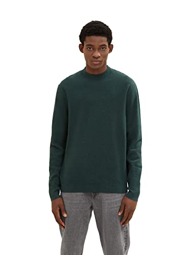 TOM TAILOR Denim Herren Strickpullover mit Stehkragen 1033762, 28096 - Dark Moss Green Melange, S von TOM TAILOR Denim