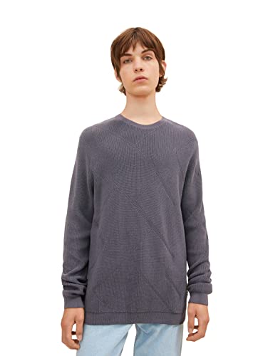 TOM TAILOR Denim Herren Strickpullover mit Struktur 1032325, 29476 - Coal Grey, L von TOM TAILOR Denim