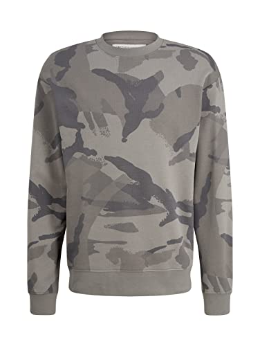 TOM TAILOR Denim Herren Sweater mit Camouflage-Muster 1034142, 30829 - Grey Abstract Camou Print, M von TOM TAILOR Denim