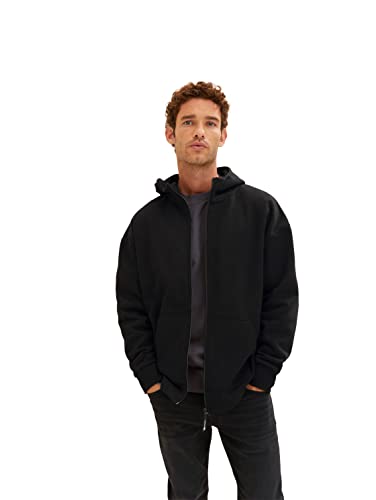 TOM TAILOR Denim Herren Sweatjacke mit Kapuze 1034151, 29999 - Black, S von TOM TAILOR Denim