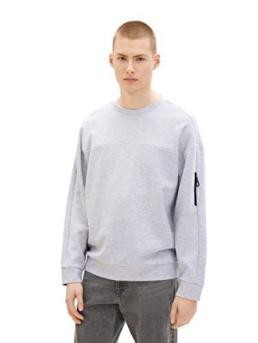 TOM TAILOR Denim Herren Sweatshirt 1035664, 15398 - Light Stone Grey Melange, L von TOM TAILOR Denim