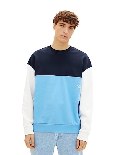 TOM TAILOR Denim Herren Sweatshirt 1035668, 18395 - Rainy Sky Blue, S von TOM TAILOR Denim