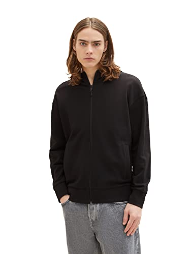 TOM TAILOR Denim Herren Sweatshirt-Jacke mit Rückenprint 1035673, 29999 - Black, XL von TOM TAILOR Denim