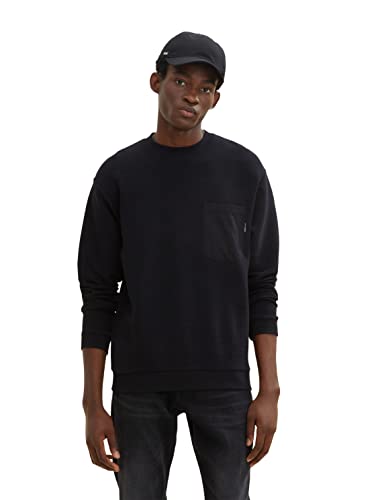 TOM TAILOR Denim Herren Sweatshirt mit Brusttasche 1034148, 29999 - Black, XL von TOM TAILOR Denim