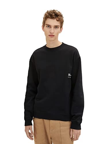 TOM TAILOR Denim Herren Sweatshirt mit Print 1034099, 29999 - Black, L von TOM TAILOR Denim